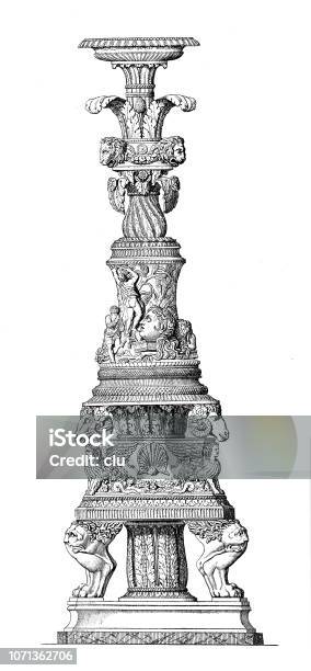 Ancient Rome Marble Candle Holder Stock Illustration - Download Image Now - 19th Century, 2018, Adult