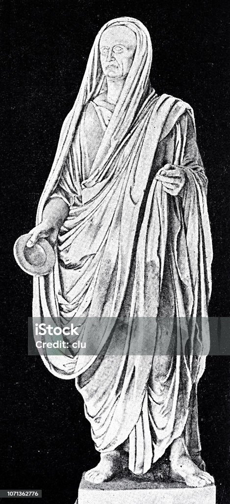 Ancient rome - man holding plate,  offering sacrifice Illustration from 19th century 19th Century stock illustration