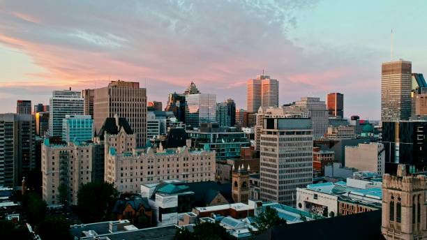 istock areal drone image of montreal canada at sunset 1071370798