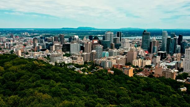 istock areal drone image of montreal canada at sunset 1071370824