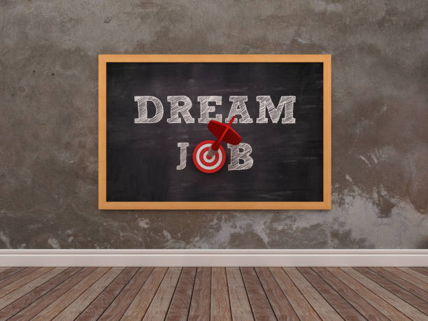 istock Chalkboard with DREAM JOB word with Target and Dart - 3D Rendering 1071373216