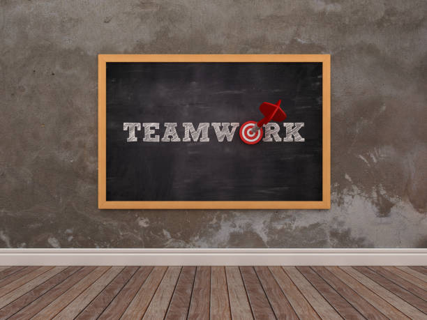 istock Chalkboard with TEAMWORK word with Target and Dart - 3D Rendering 1071373238