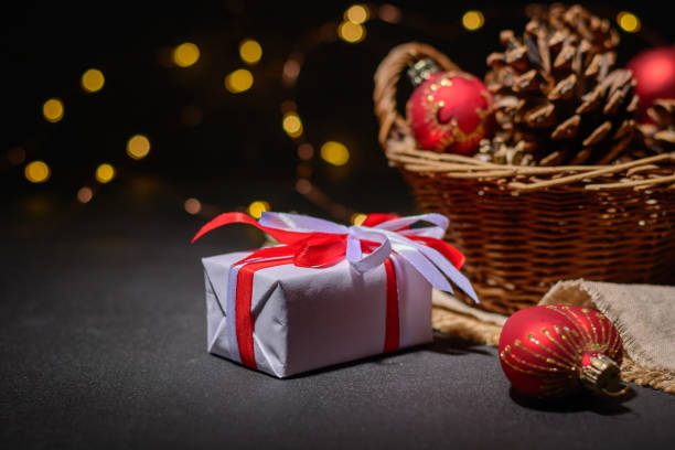 istock Dark Christmas background with small lights. Place for text. Blank for postcard or poster. 1071377638