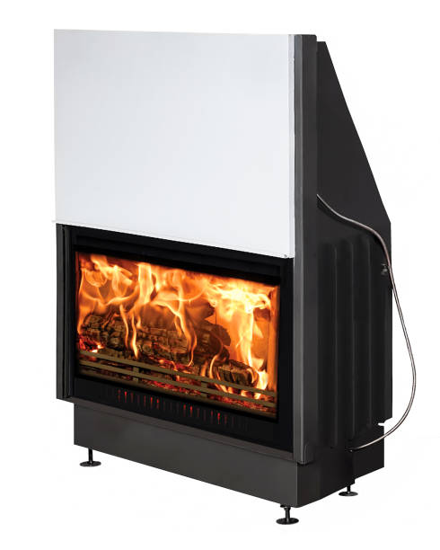 istock Large Modern Burning Fireplace isolated on White Background 1071377710