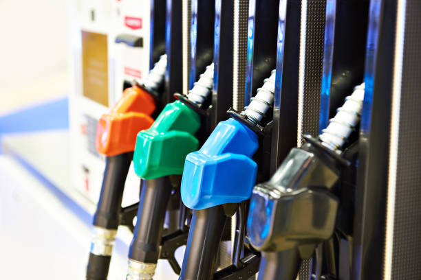 istock Fuel nozzles on filling station 1071378344