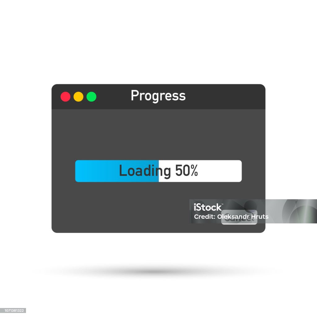 Loading Data Window With Progress Bar On White Background Stock ...