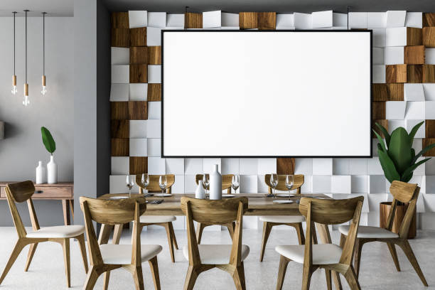 istock Wooden tile dining room interior, poster 1071384004