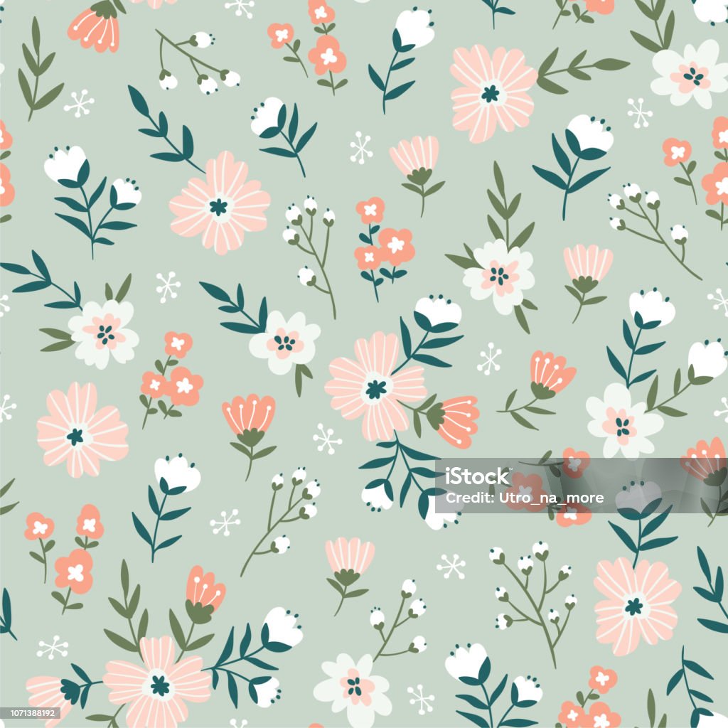 Trendy Seamless Floral Pattern Fabric Design With Simple Flowers Vector  Cute Repeated Ditsy Pattern For Fabric Wallpaper Or Wrap Paper Stock  Illustration - Download Image Now - iStock