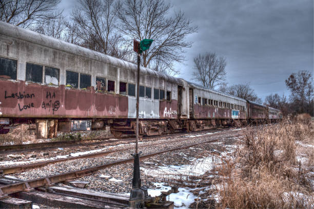 Wycombe, Pa. USA, Nov. 18, 2018: abandoned train at Wycombe, Bucks County, Pa. USA