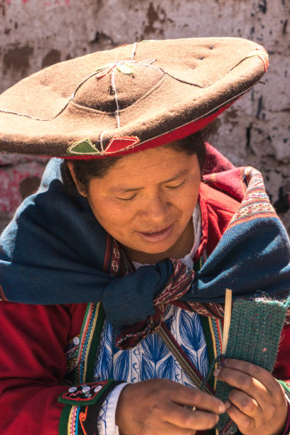 Traditional Chinchero Woman Weaving, Peru The best of Peru chinchero district stock pictures, royalty-free photos & images