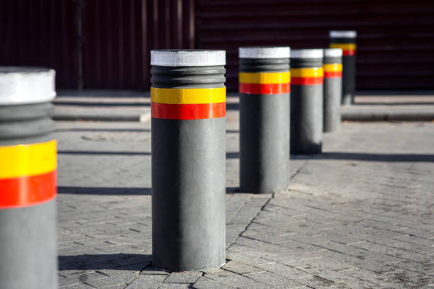 istock the bollards with reflective stripes. 1071392792