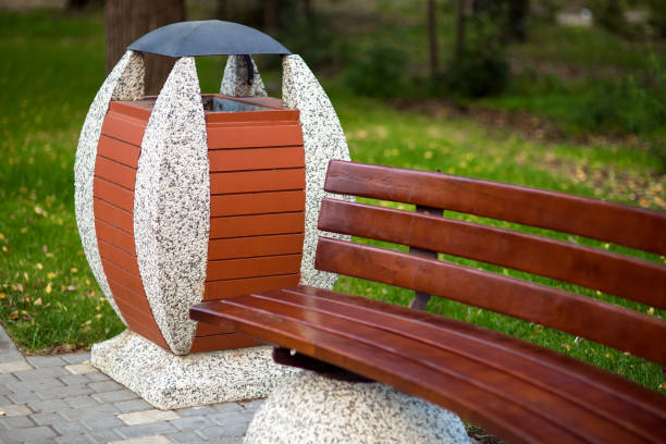istock A garbage can in the city park. 1071393078