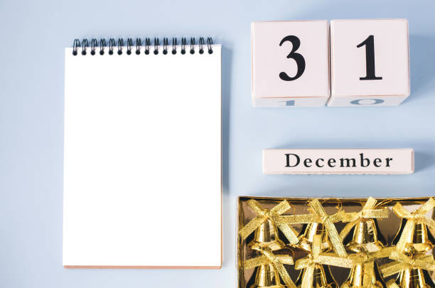 istock Isolated notepad with bells and a calendar December 31st. 1071396594