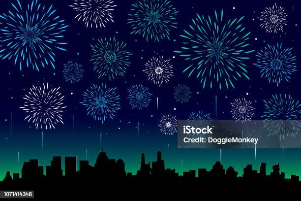 Fireworks Background Stock Illustration - Download Image Now - Firework Display, Night, Sky