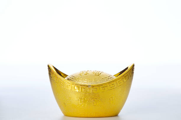 istock Chinese ingot on the white background 1071418858