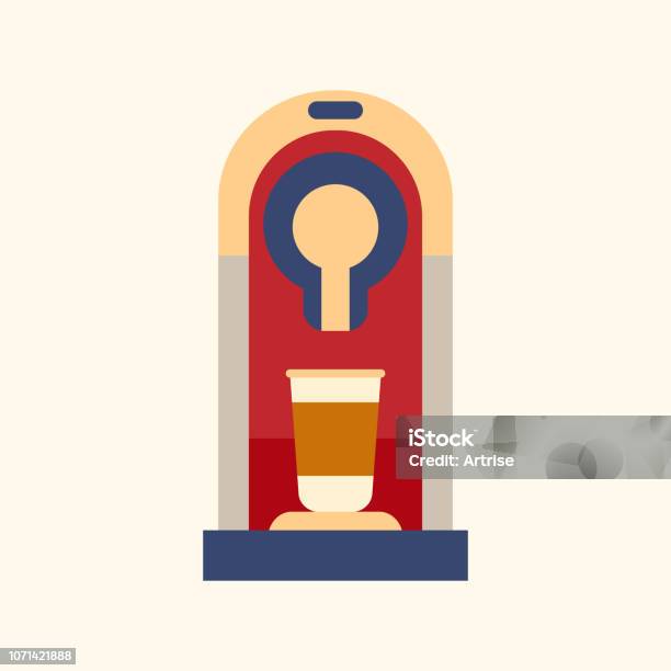 Coffee Machine Icon Flat Style Modern Design Stock Illustration - Download Image Now - Cafe, Coffee - Drink, Machinery