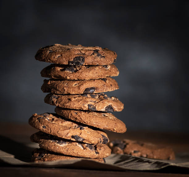 istock stack of round chocolate chip cookies on brown paper 1071425850