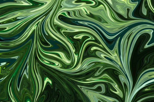 istock Liquify Abstract Pattern With DarkGreen, ForestGreen And OliveDrab Graphics Color Art Form. Digital Background With Liquifying Flow. 1071430800