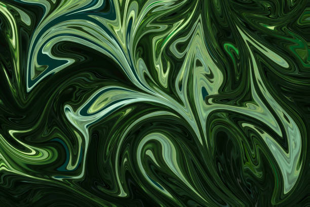 istock Liquify Abstract Pattern With DarkGreen, ForestGreen And OliveDrab Graphics Color Art Form. Digital Background With Liquifying Flow. 1071430840