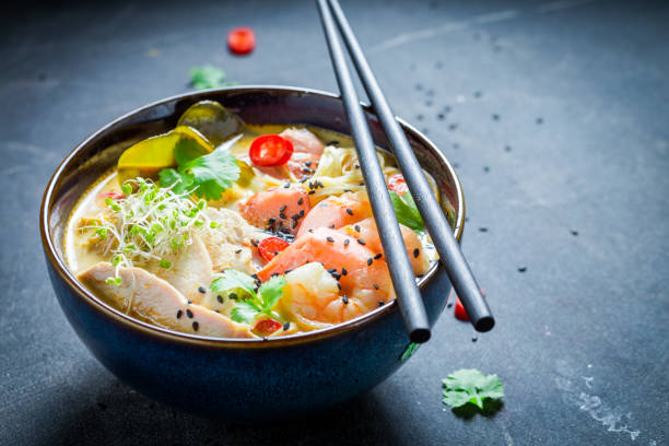 istock Malaysian Soup with coconut milk and prawn 1071448454