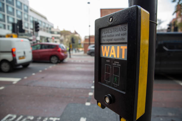 istock Pedestrian Crossing sign illuminated 1071457822