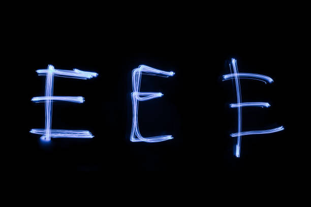 Lightpainting light Lightpainting light. Light painting technique. E letters lightpainting stock pictures, royalty-free photos & images