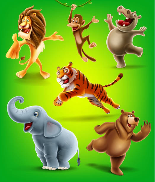 ilustrações de stock, clip art, desenhos animados e ícones de animals - animal cartoon zoo safari