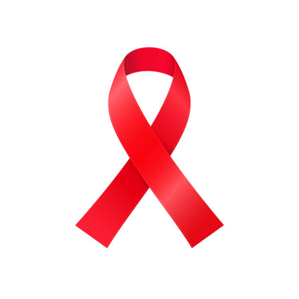 赤いアウェアネス リボン ホワイト バック グラウンド - hiv 感染とがんのシンボル上連帯キャンペーンに分離。世界エイズデーの世界的な記号 - white background isolated ribbon awareness ribbon点のイラスト素材／クリップアート素材／マンガ素材／アイコン素材