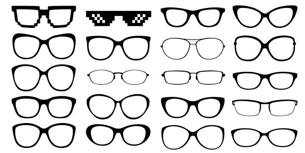 Glasses Silhouette - Illustration Glasses Silhouette isolated on white eyeglasses stock illustrations