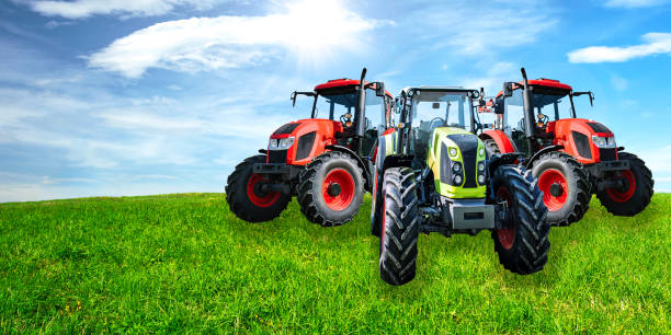 istock Modern agricultural tractors banner 1071499040