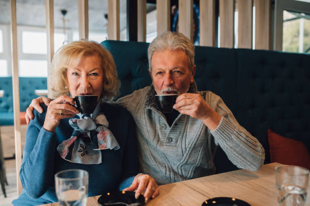 istock Senior couple drinking coffee 1071500454