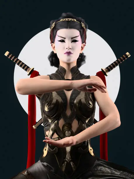 kabuki geisha figure - 3d rendering