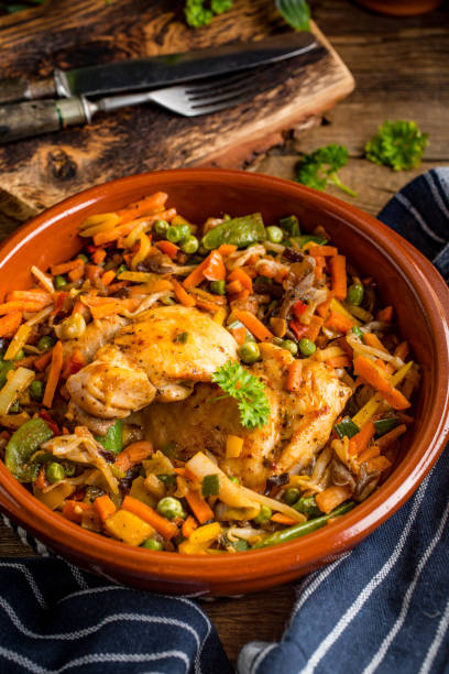 istock Fried chicken fillet with vegetables. 1071502650