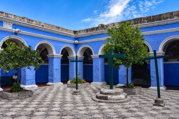 산타 카탈리나 수도원, 아레 키 파, 페루의 도시에서에서 유네스코 세계 유산 사이트 - santa catalina monastery 뉴스 사진 이미지