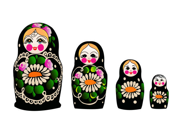 вектор русских кукол - russian nesting doll illustrations stock illustrations