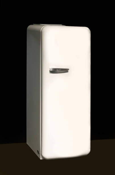 istock Retro white fridge with closed door 1071512946