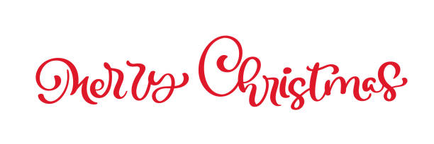 istock Merry Christmas red vintage calligraphy lettering vector text. Isolated phrase for art template design list page, mockup brochure style, web, greeting card, poster 1071515602