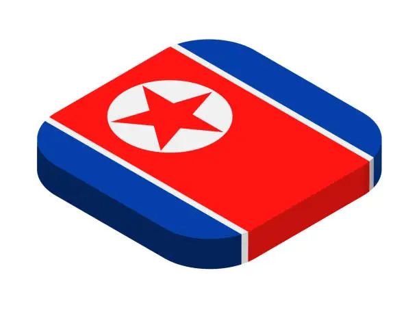 Vector illustration of North Korea - Isometric 3D Flag Vector Flat Icon