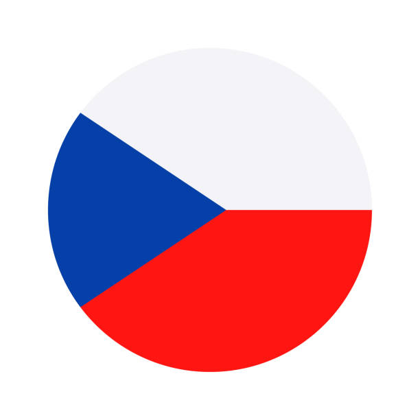 tschechische republik - runde flaggensymbol vektor flach - tschechische flagge stock-grafiken, -clipart, -cartoons und -symbole