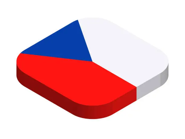 Vector illustration of Czech Republic - Isometric 3D Flag Vector Flat Icon