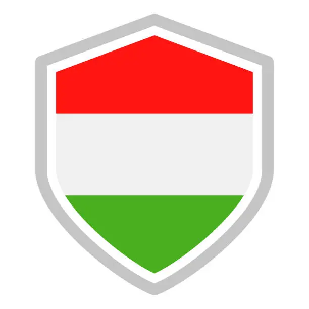 Vector illustration of Hungary - Shield Flag Vector Flat Icon