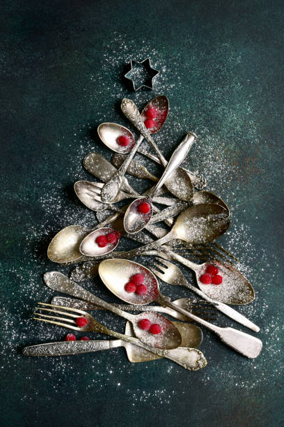 istock Abstract christmas tree made from vintage cutlery 1071535170