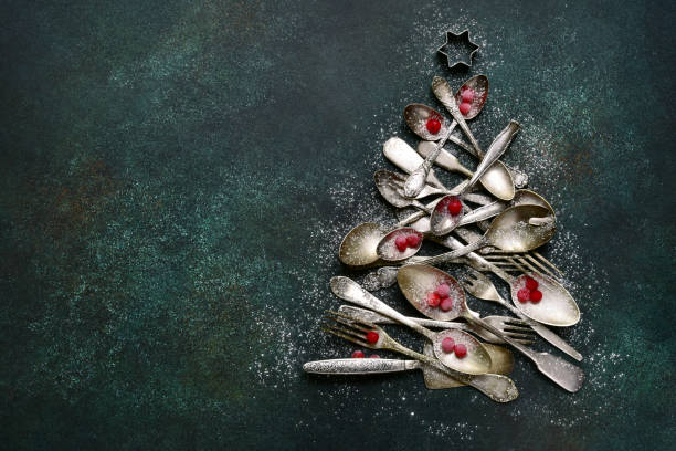 istock Abstract christmas tree made from vintage cutlery 1071535320
