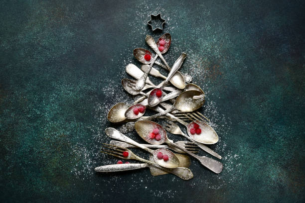 istock Abstract christmas tree made from vintage cutlery 1071535348