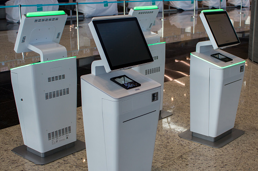 Airport self check-in kiosk ticket machine