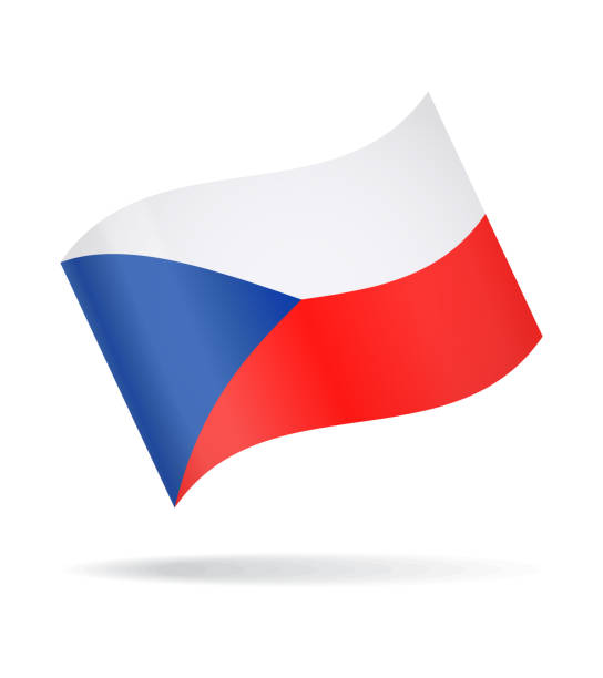 tschechische republik - winken flaggensymbol vektor glänzend - tschechische flagge stock-grafiken, -clipart, -cartoons und -symbole