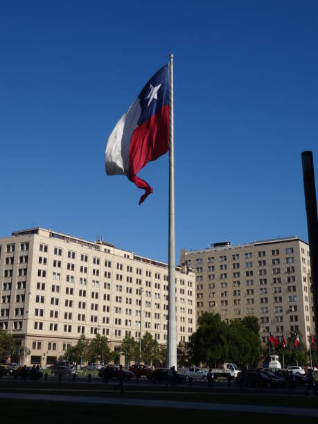 istock Chilean flag in Santiago de Chile. 1071551586