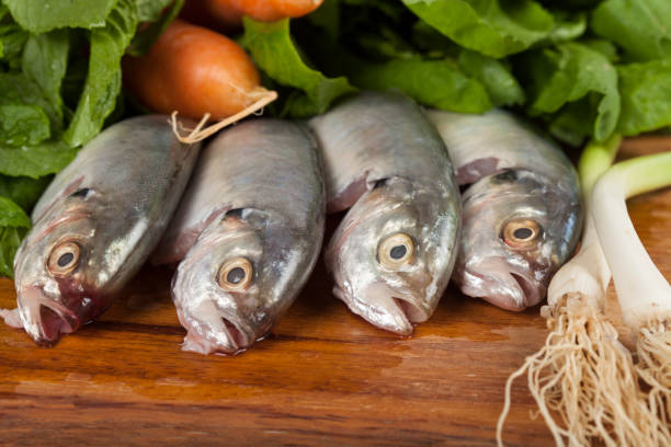 istock raw sea food salad fish and vegetables 1071553954