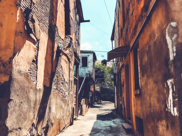 istock Old Tbilisi architecture, window and exterior decor in summer day. 1071556924