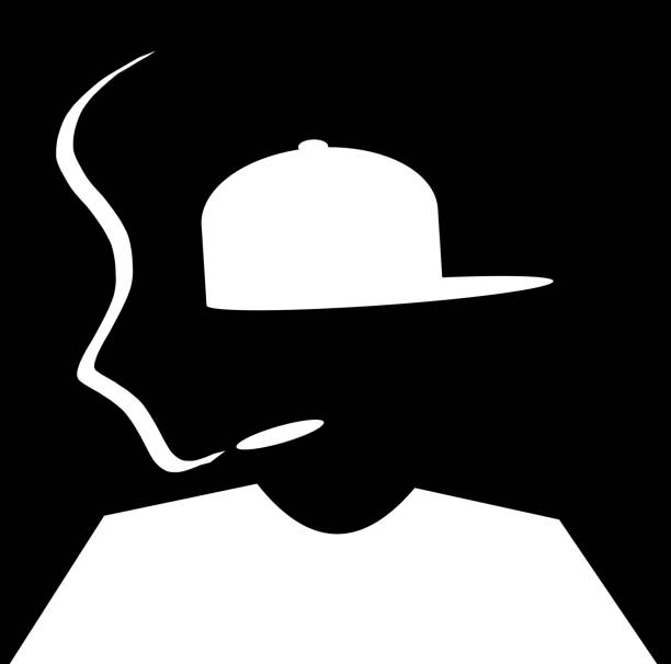 person smoking silhouette of person smoking marijuana silhouette of funny hat stock illustrations